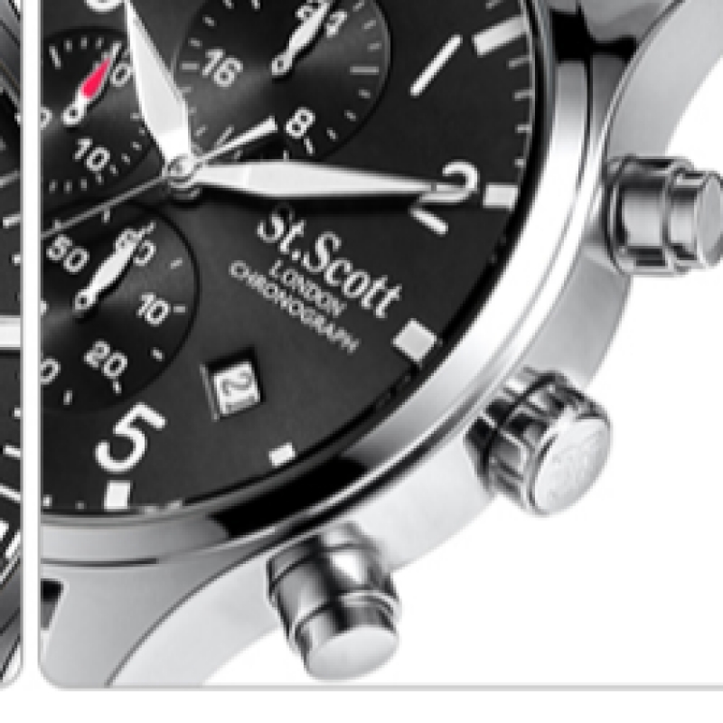 腕時計 セントスコットレザーウォッチ 公式 SAINT SCOTT LONDON ブレンタレザーウォッチ - シルバーブラック ST5088SWBK