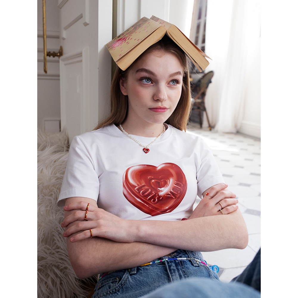 LOTSYOU★韓国★人気★lotsyou The Friends Heart Candy Tee lotsyou_THE FRIEND HEART CANDY Tee Blue - 라츠유