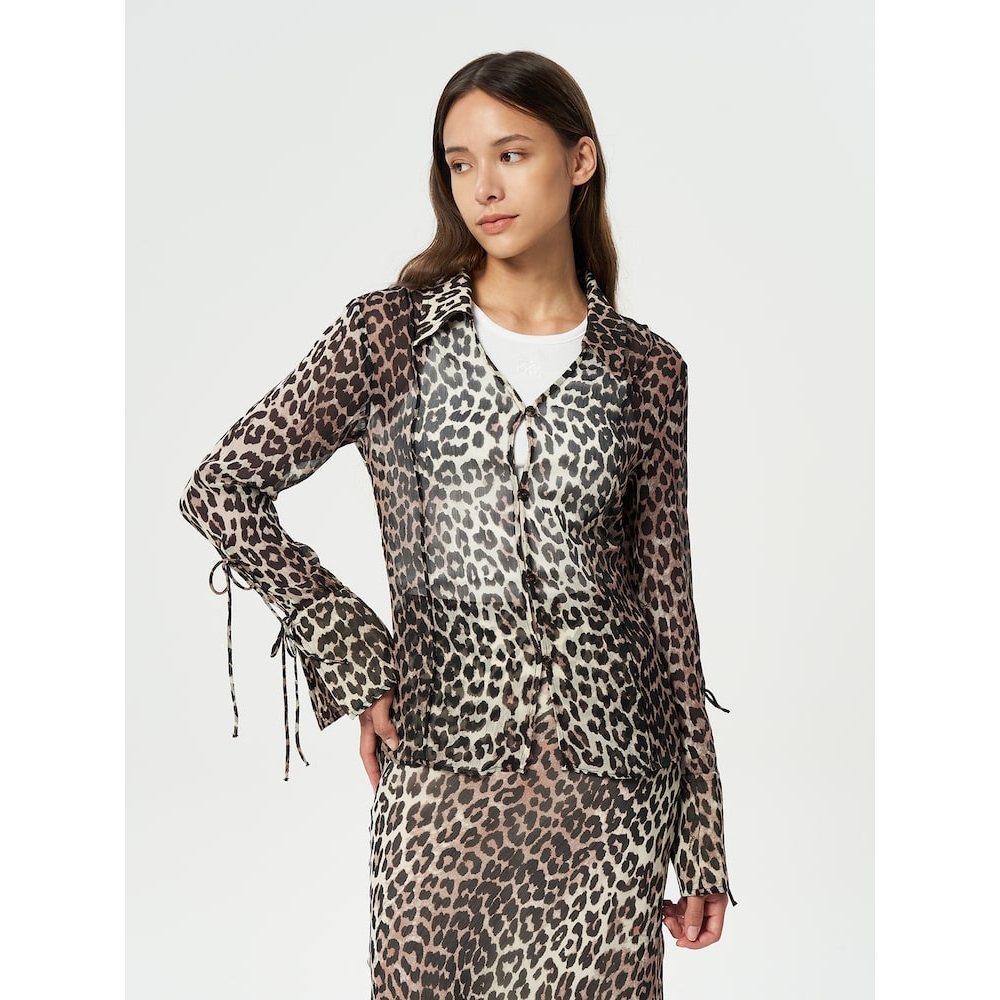 最終値下げ‼️希少✨【GANNI 】ジャガードペプラムブラウス レオパード