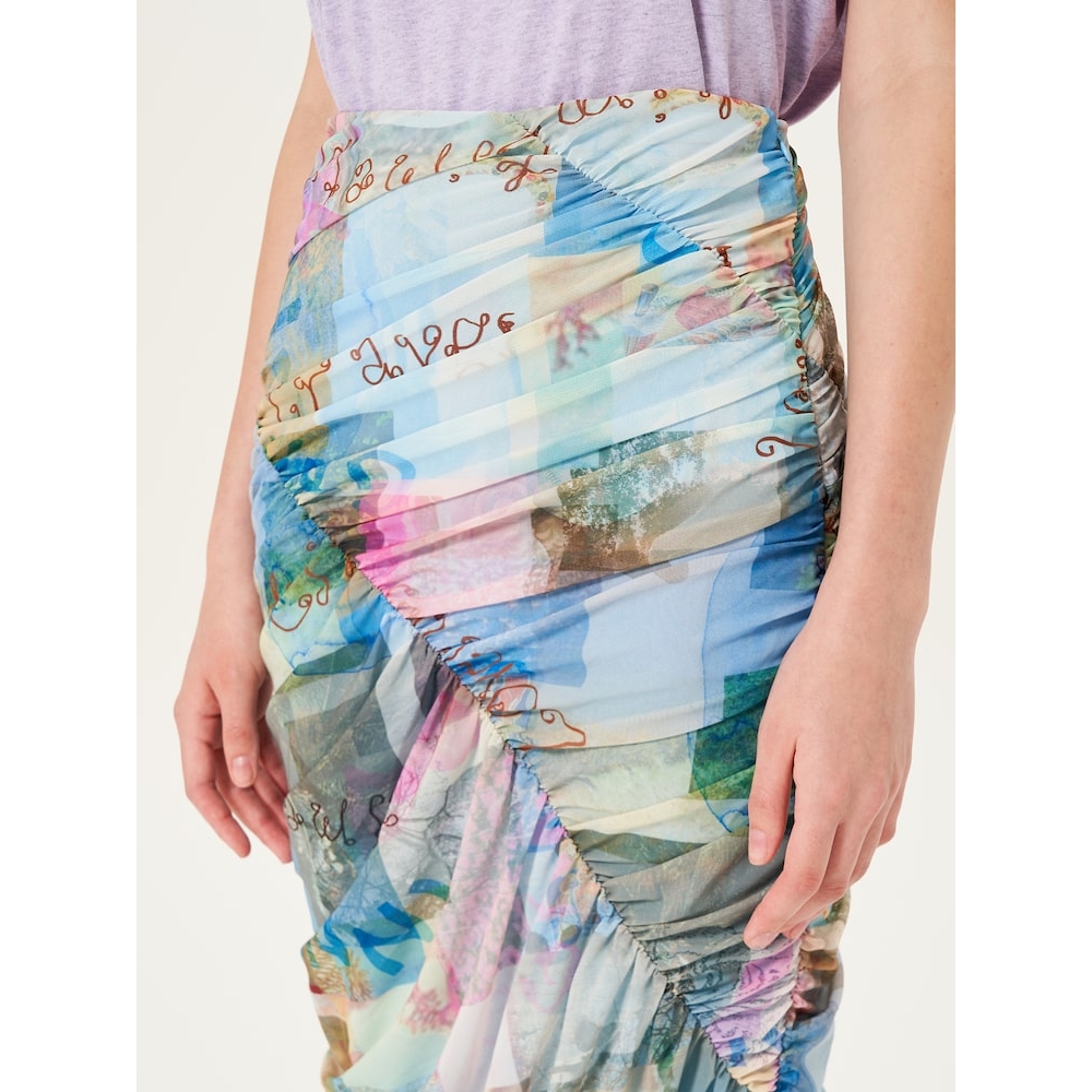 GANNI プリントメッシュフリ フラワー ロング丈 ラップ