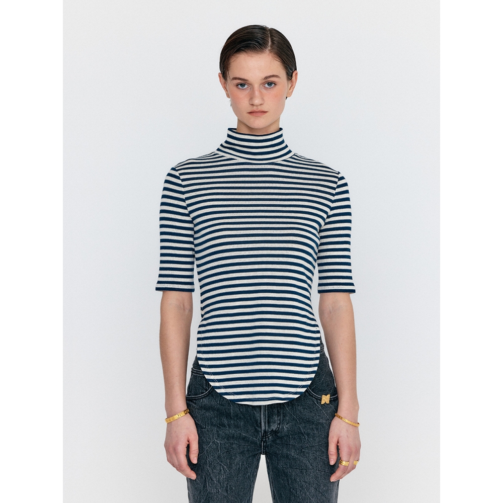 EENK WERSEY ハイネッ ストライプ 半袖 タートルネック Tシャツ