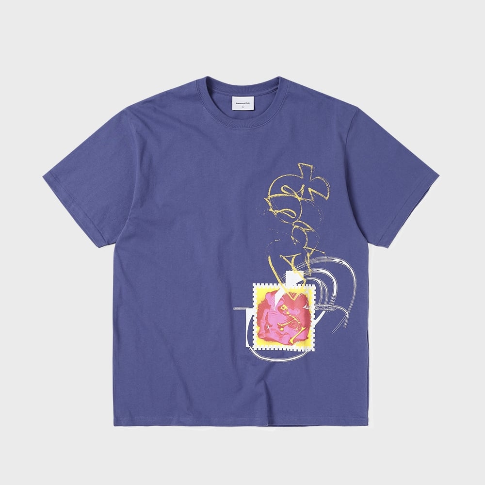 ディス・イズ・ネヴァー・ザットコラージュ Tシャツパープルブルー