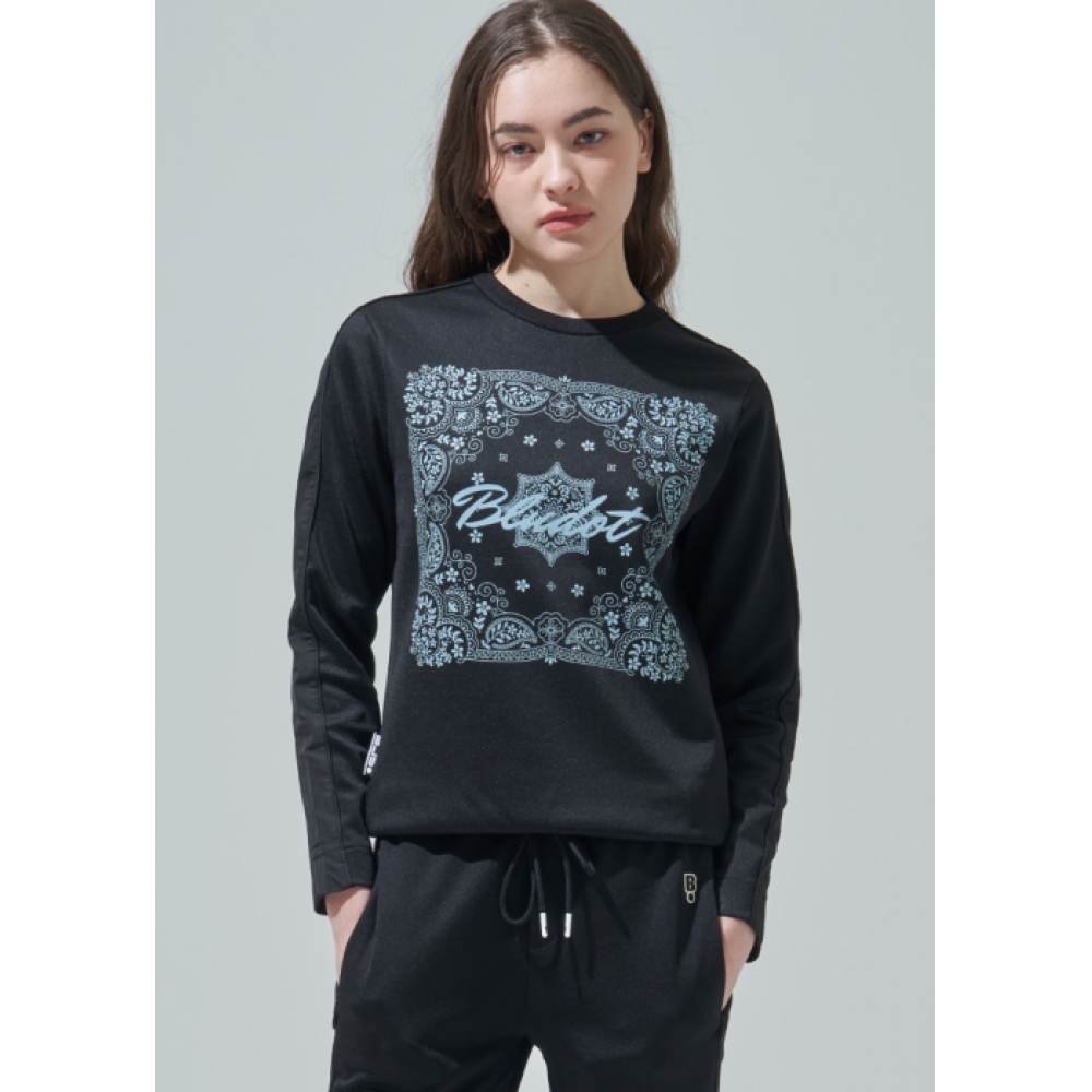 BLUDOT バンダナアートワークロングスリーブ Tシャツ_BK