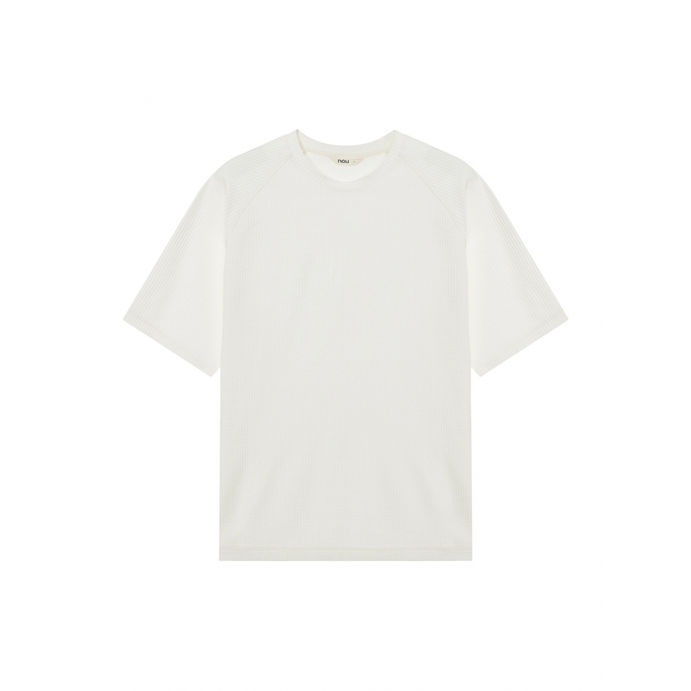 nau ワッフルオーバーサイズ半袖Tシャツ Ivory
