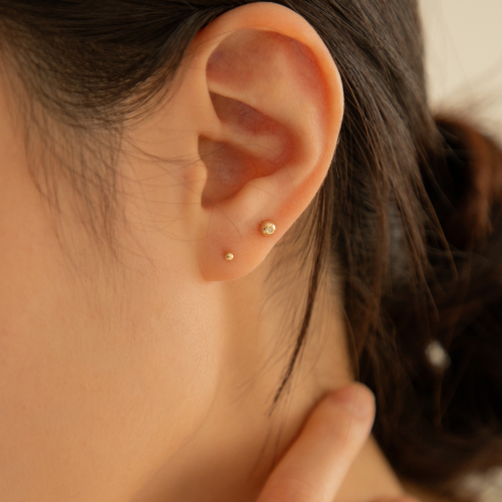 LUNNE 14k ダイヤモンド スピア ボール ピアス (14kゴールド) #LCPI02