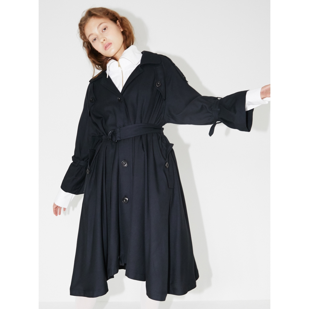 SEC BY RIGOONフレア ロング ボタン バックル・ベルト ストレート