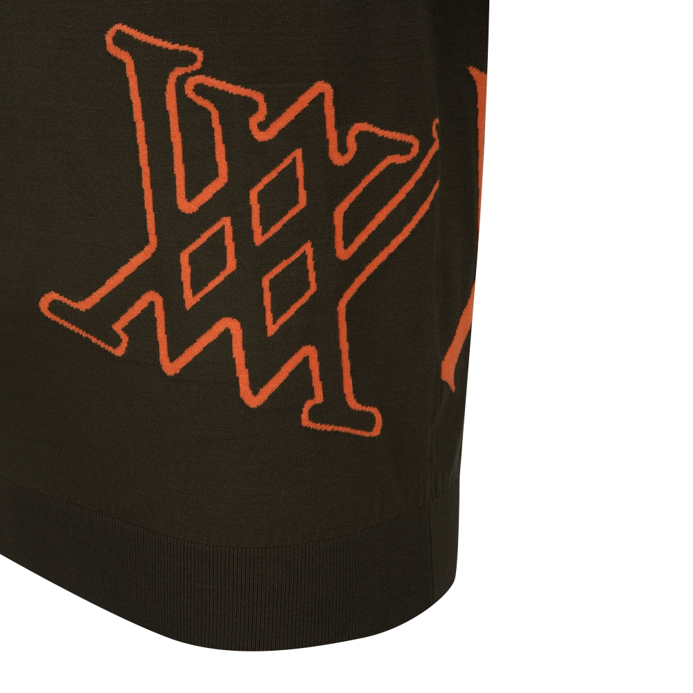 アニューゴルフメンズロゴインター プリント 長袖 ラウンドネック