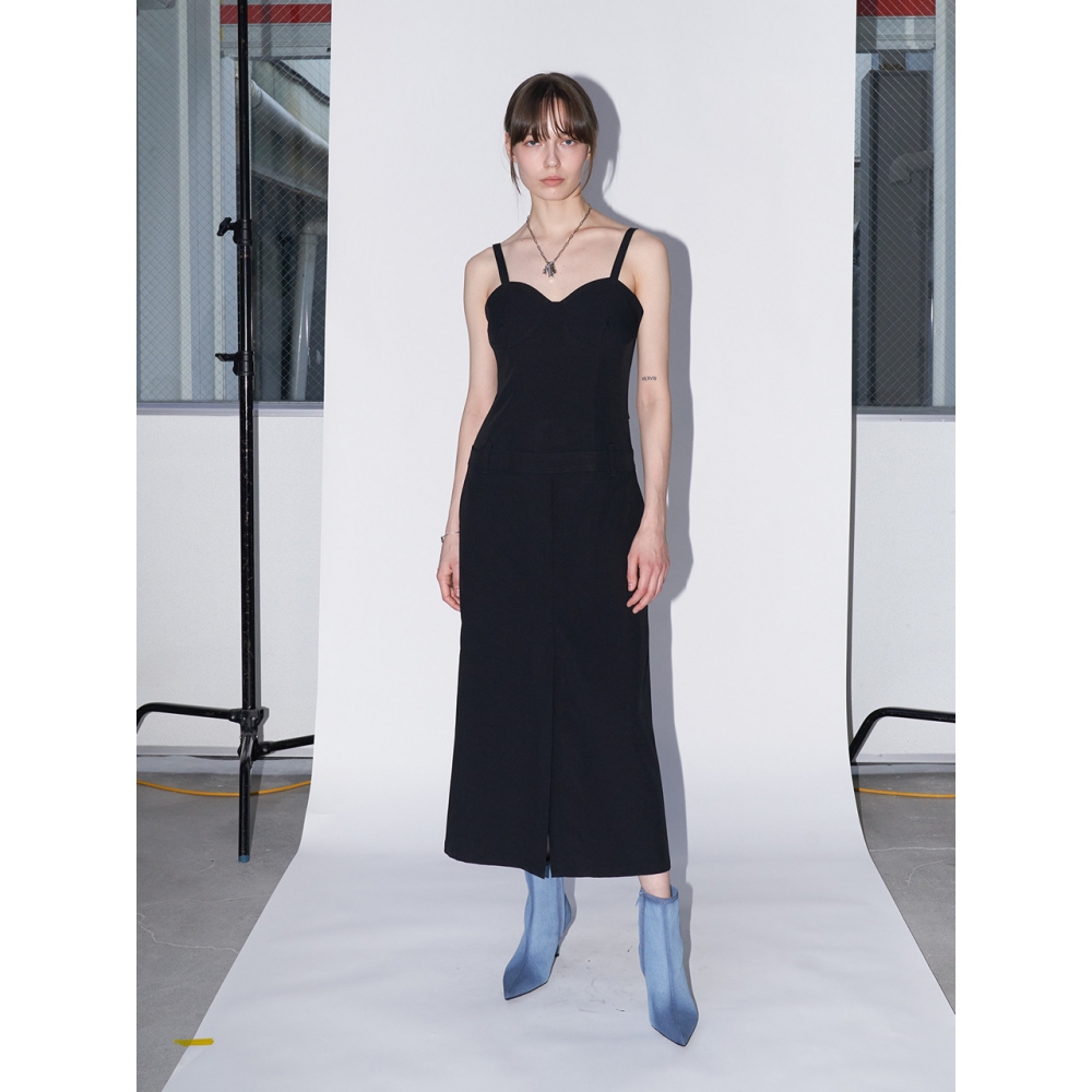 esonarcビスティエローワン 無地 ロング丈 ノースリーブ ワンピース