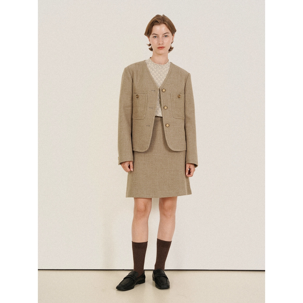 ARTICLEVEN RIA ウ 無地 ポケット フレア/Aライン ミニスカート