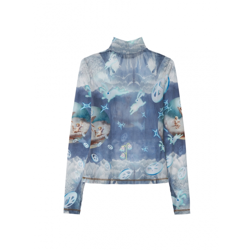 ぐら♡ページ Vegan Tiger ジュラシ フラワー 長袖 ストレート Tシャツ・カットソー