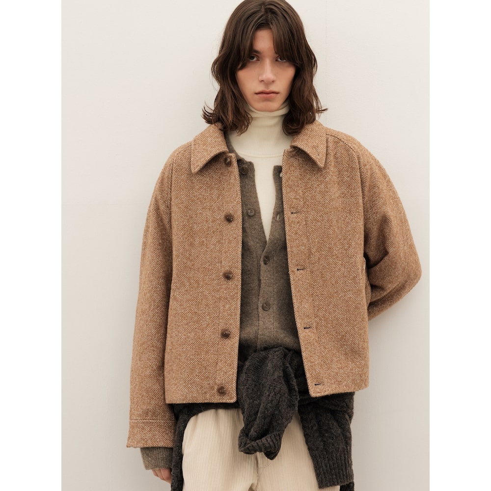 8セカンズウールブレンドツイード ミドル ボタン ポケット ストレート