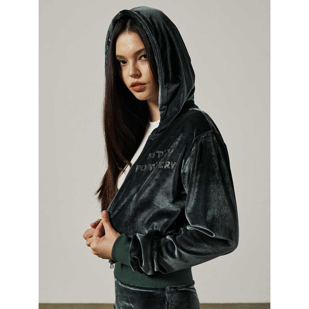 キティポッタリーシンボルホットフ 無地 長袖 ファスナー パーカー