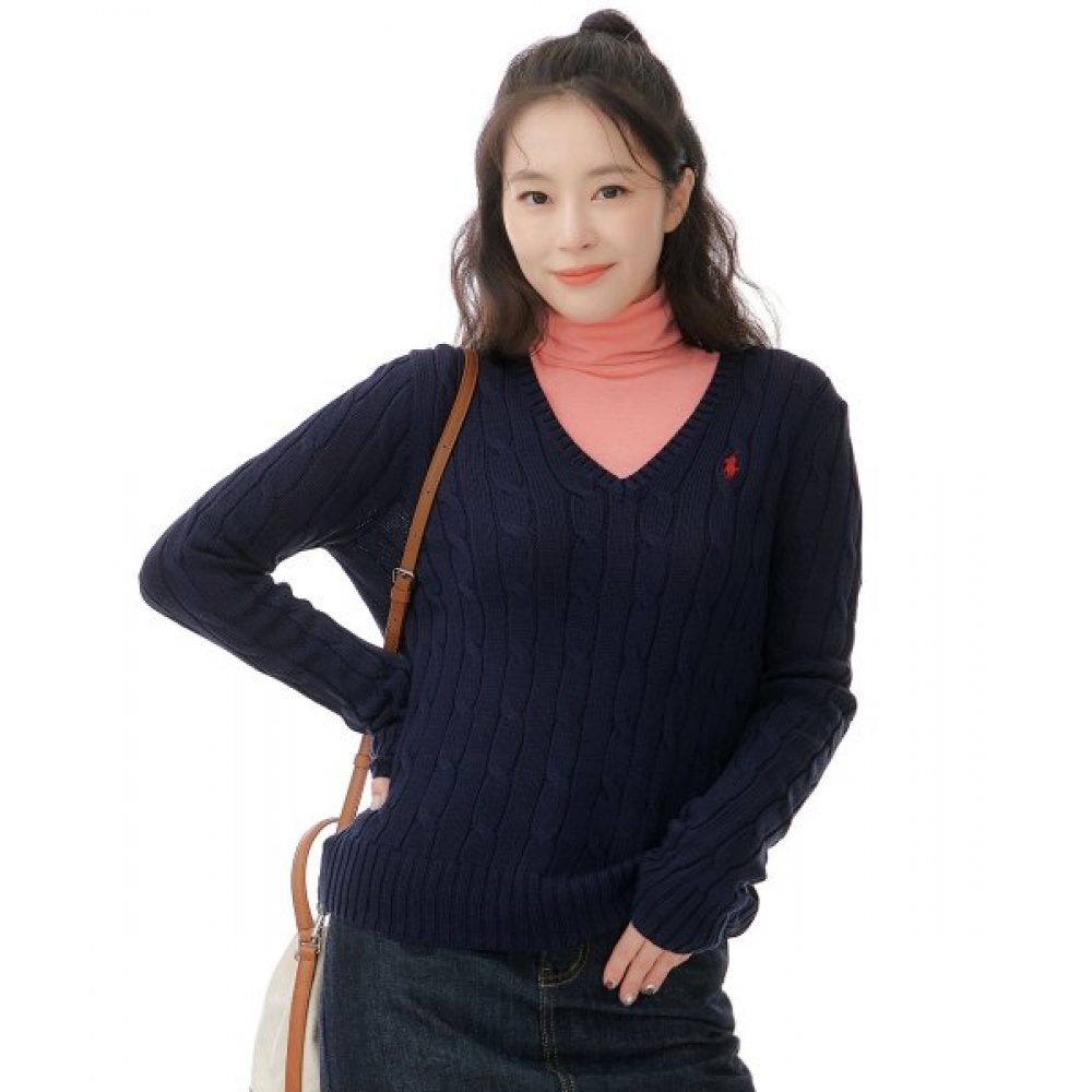 【おまとめ】Polo ストレート ハイライズ+ケーブルvネックネイビー　xs ケーブル Vネック セーター （ニット・セーター）｜POLO RALPH LAUREN パンツ