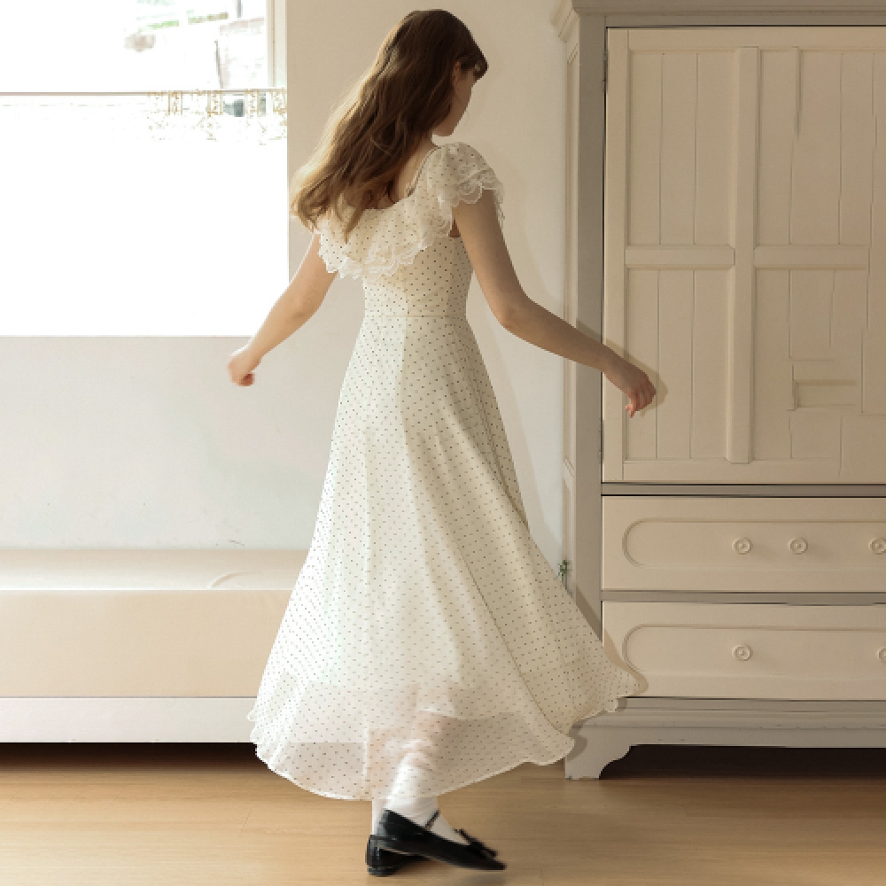 マックスマーラ カシュクールドットワンピース リボン Aライン 伸縮性